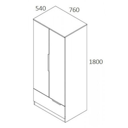 Birlea Furniture Paddington 2 Door 1 Drawer Wardrobe in White and Pink