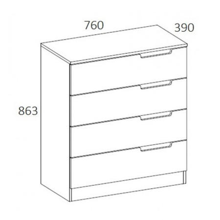 Birlea Furniture Paddington 4 Drawer Chest in White and Oak