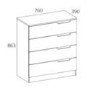 Birlea Furniture Paddington 4 Drawer Chest in White and Oak