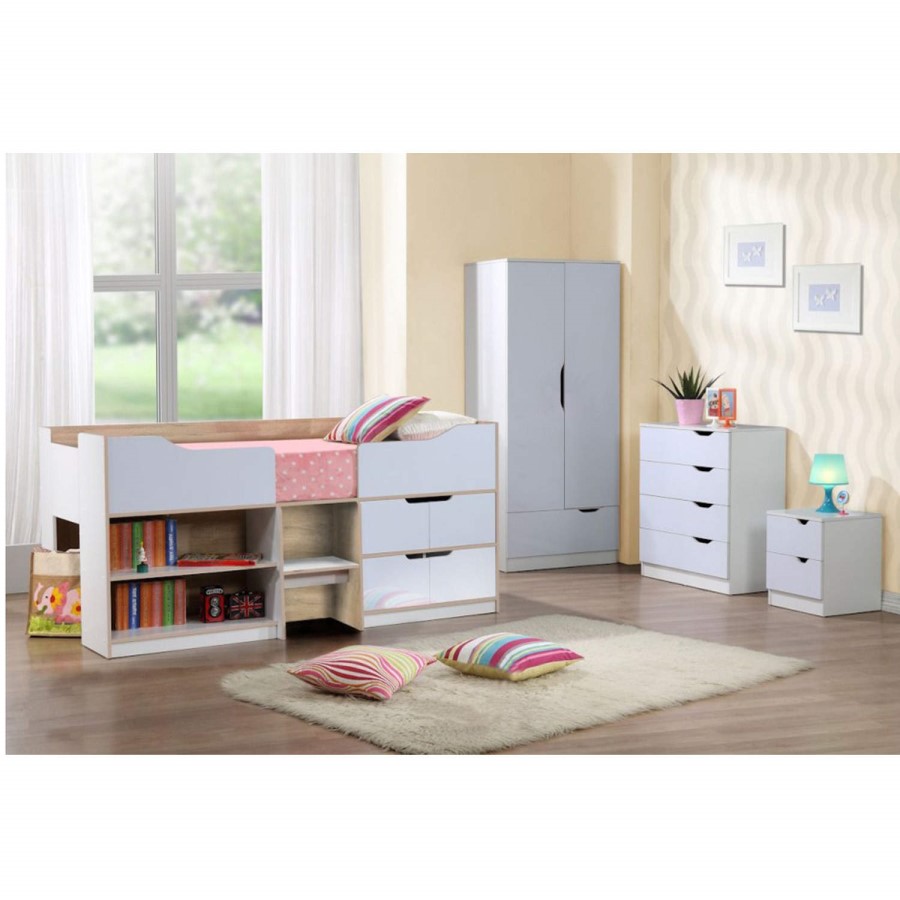 Birlea Furniture Paddington 4 Drawer Chest in White and Oak