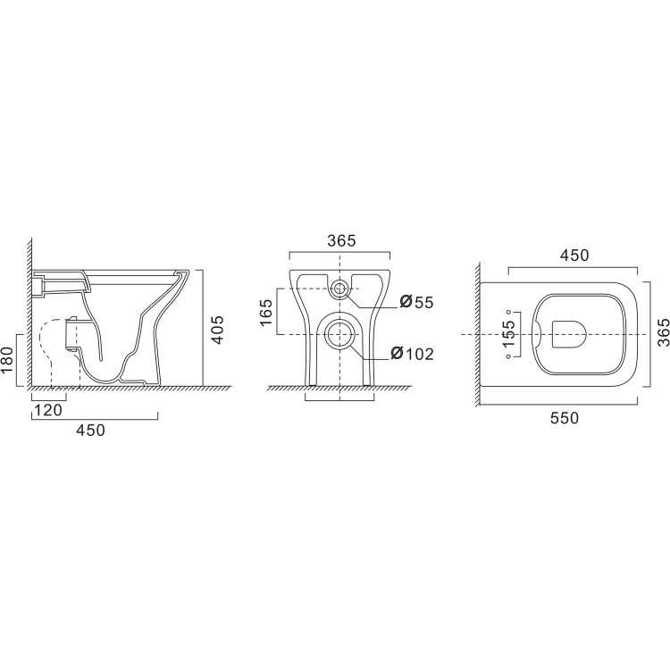 Back to Wall Rimless Toilet with Soft Close Seat - Palma