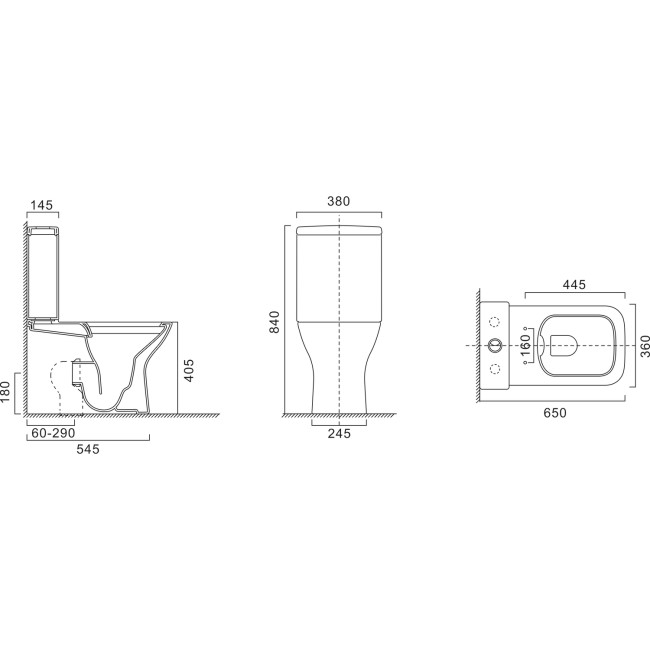 Close Coupled Rimless Closed Back Toilet with Soft Close Seat - Palma