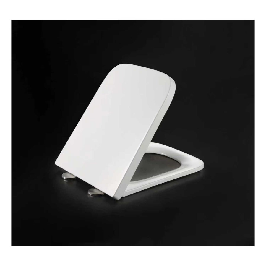 White Square Soft close Toilet Seat with Quick Release - Palma