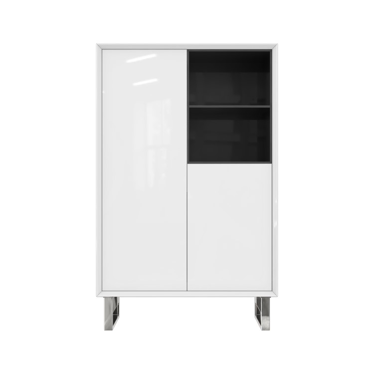 Large White Gloss Storage Cabinet with Shelves - Paloma