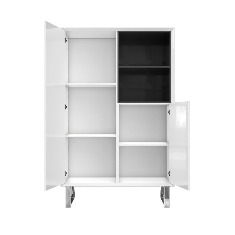 Large White Gloss Storage Cabinet with Shelves - Paloma