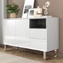 GRADE A1 - Large White Gloss Sideboard with Storage Drawers - Paloma
