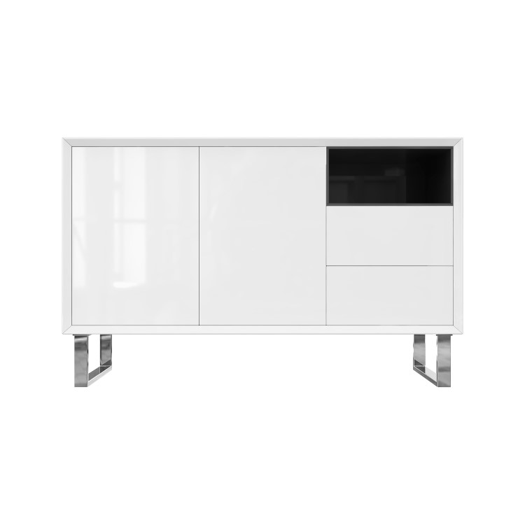 GRADE A2 - Large White Gloss Sideboard with Drawers - Paloma