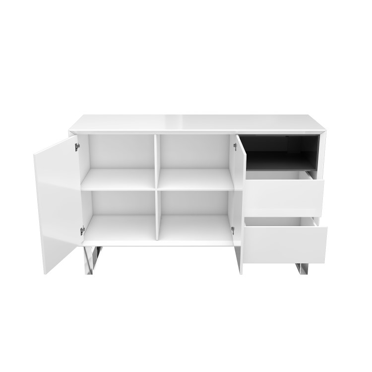 GRADE A2 - Large White Gloss Sideboard with Drawers - Paloma