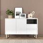 GRADE A1 - Large White Gloss Sideboard with Storage Drawers - Paloma