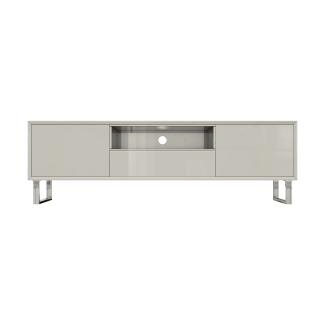 Large Beige Gloss TV Stand with Storage - TV's up to 77" - Paloma