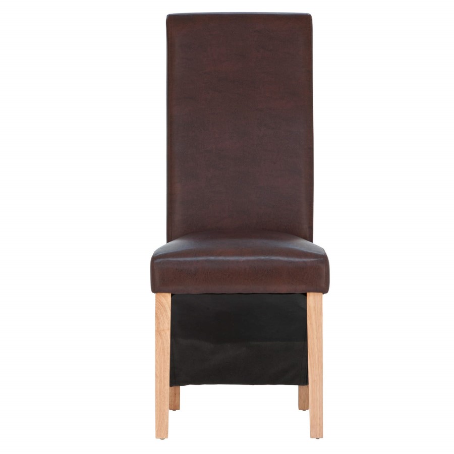 World Furniture Pair of Paris Faux Leather Dining Chairs in Brown