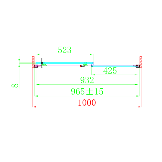 Brushed Brass 1000mm Sliding Shower Door 8mm Glass - Pavo