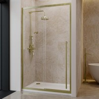 1200mm Black Sliding Shower Door 8mm Glass with Extended Handle - Pavo