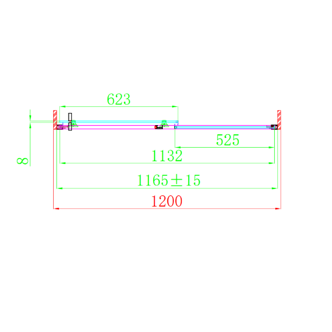 Brushed Brass 1200mm Sliding Shower Door 8mm Glass - Pavo