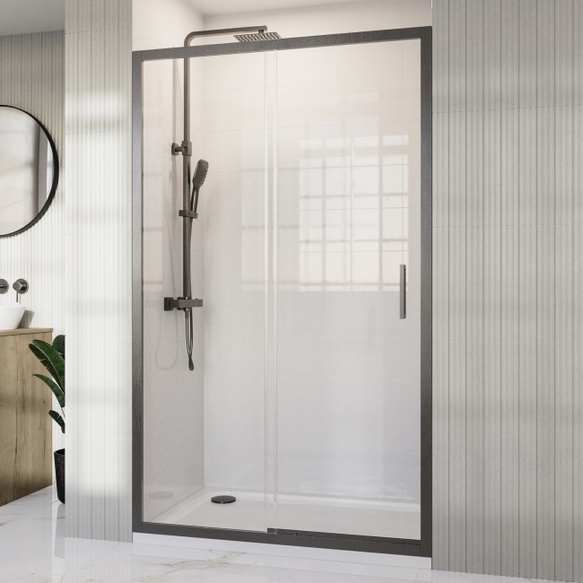 Gunmetal Grey 1000mm Sliding Shower Door 8mm Glass - Pavo