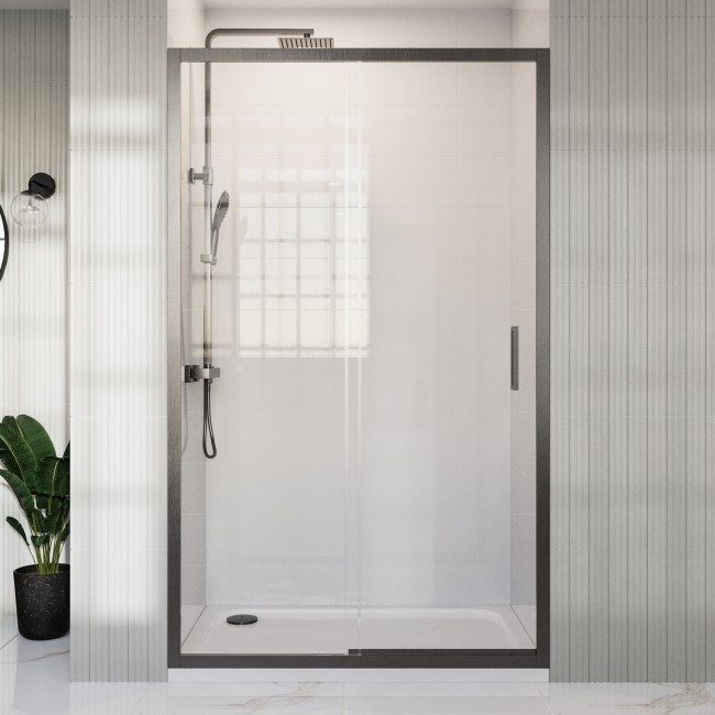 Gunmetal Grey 1200mm Sliding Shower Door 8mm Glass - Pavo