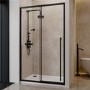 1200mm Black Sliding Shower Door 8mm Glass with Extended Handle - Pavo