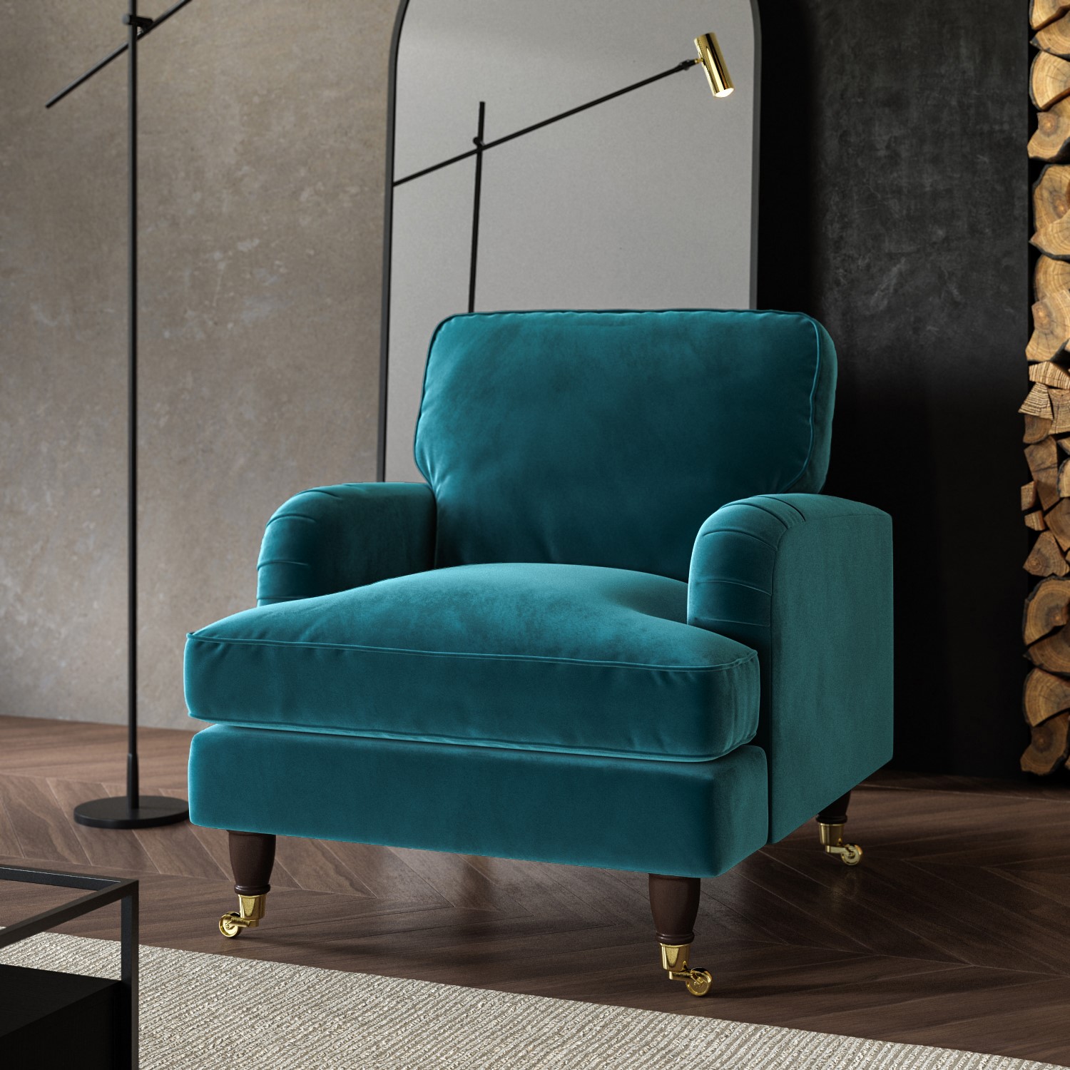 Payton Blue Teal Velvet Armchair