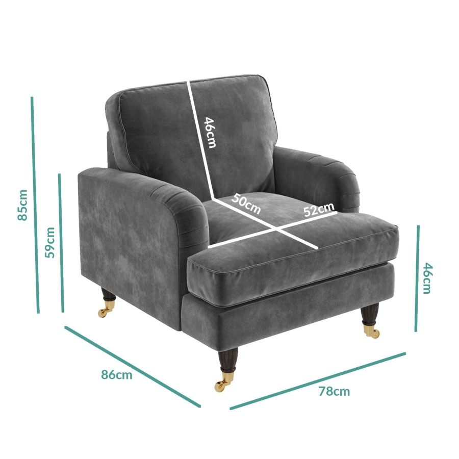 Steel Grey Velvet Armchair - Payton