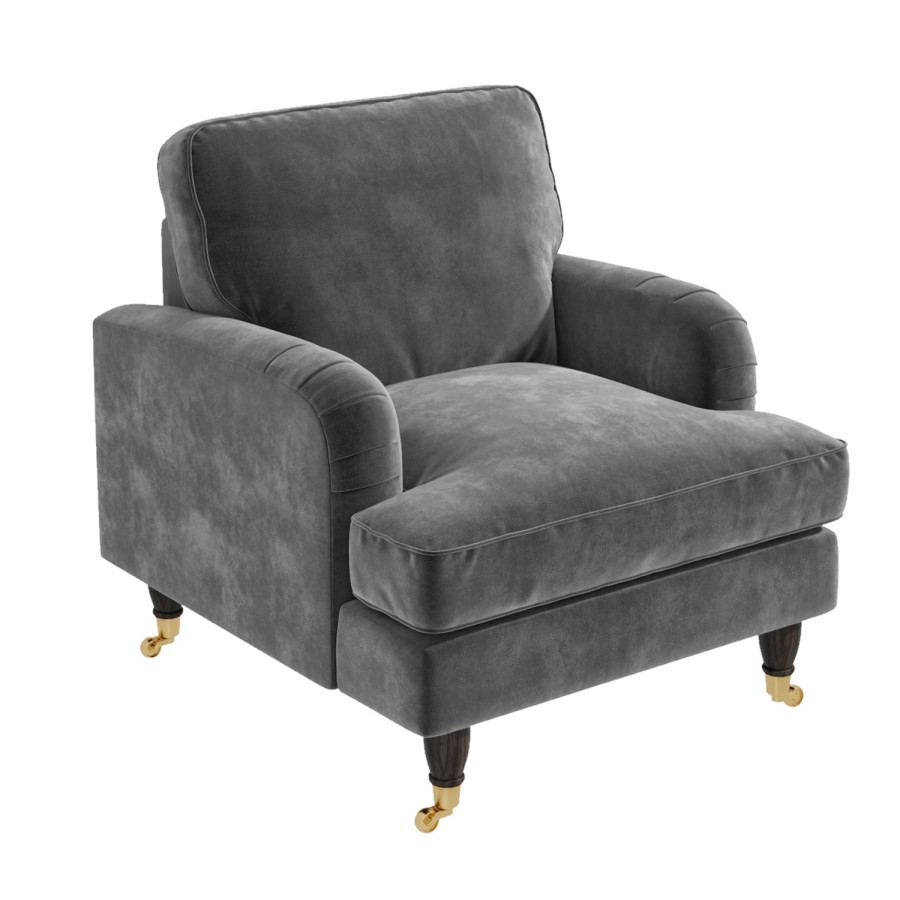 Steel Grey Velvet Armchair - Payton