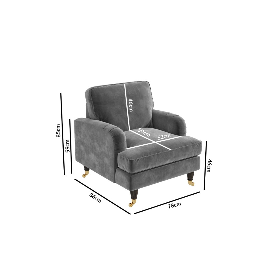 GRADE 2 - Silver Grey Velvet Armchair - Payton