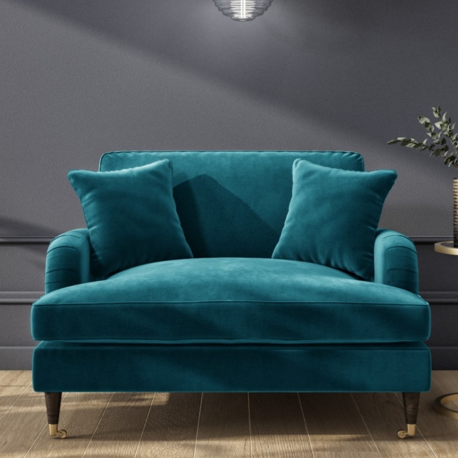 GRADE A2 - Teal Velvet Loveseat - Payton