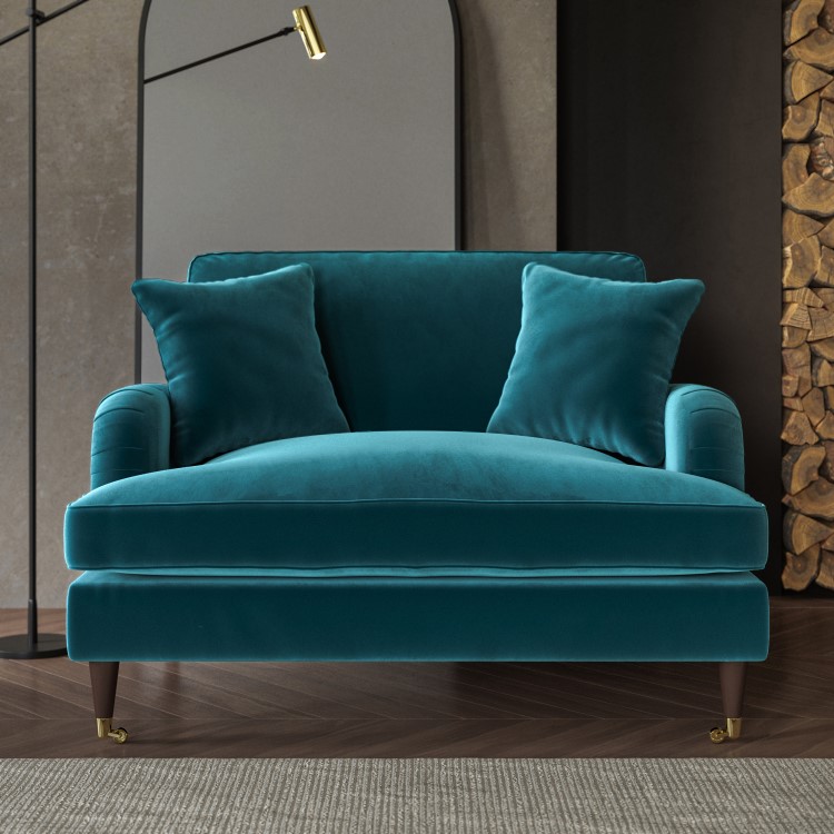 Teal Velvet Love Seat - Payton