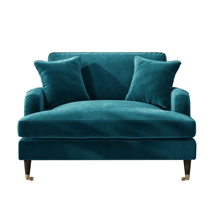 Teal Velvet Love Seat - Payton