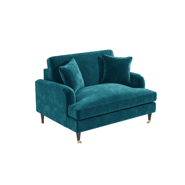 Teal Velvet Love Seat - Payton