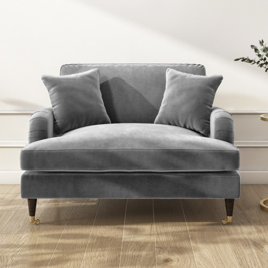 Silver Grey Velvet Loveseat - Payton