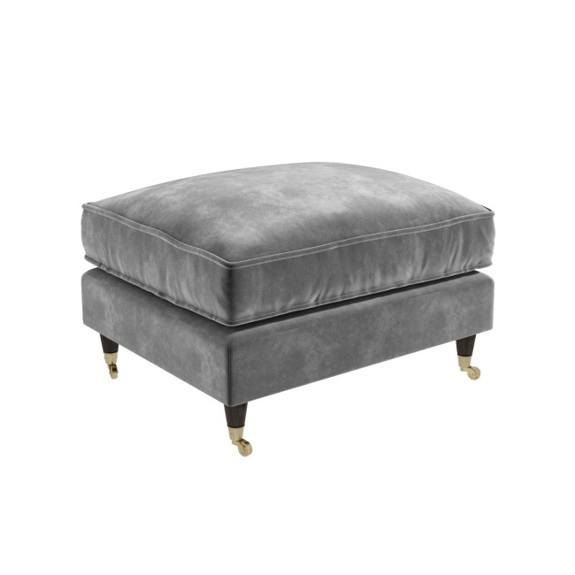 Silver Grey Velvet Footstool - Payton