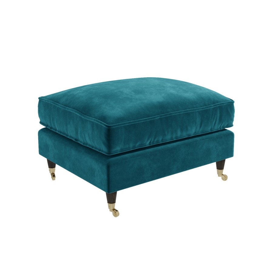 ALMOST PERFECT - Teal Velvet Footstool - Payton