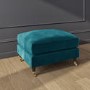 GRADE A2 - Teal Blue Velvet Footstool - Payton