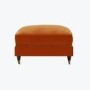 Large Orange Velvet Footstool - Payton