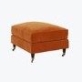 Large Orange Velvet Footstool - Payton