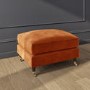 GRADE A1 - Orange Velvet Footstool - Payton