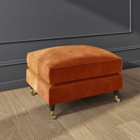 GRADE A1 - Orange Velvet Footstool - Payton