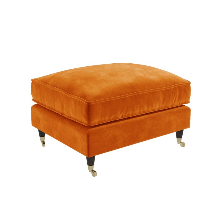 GRADE A2 - Orange Velvet Footstool - Payton