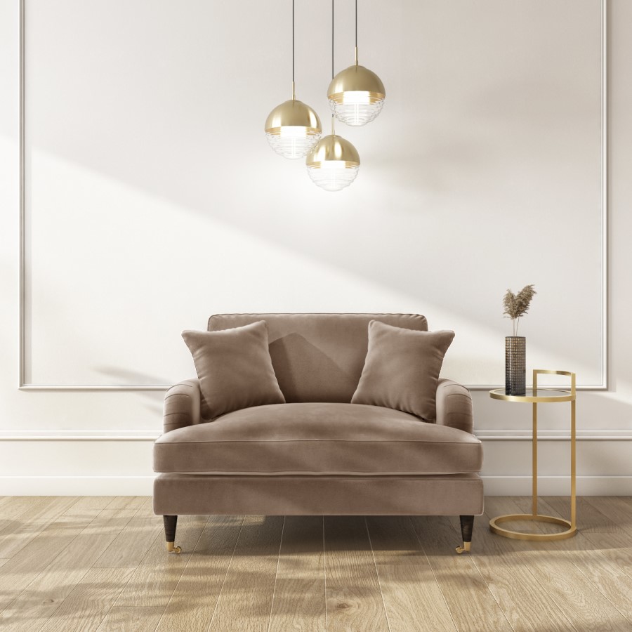 GRADE A2 - Beige Velvet Loveseat - Payton