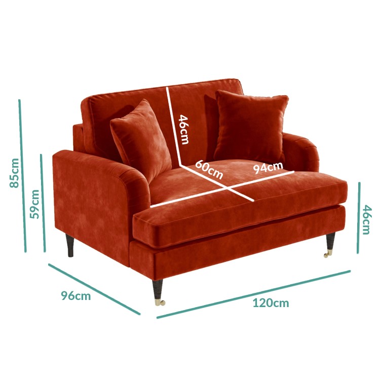 GRADE A2 - Burnt Orange Velvet Loveseat - Payton