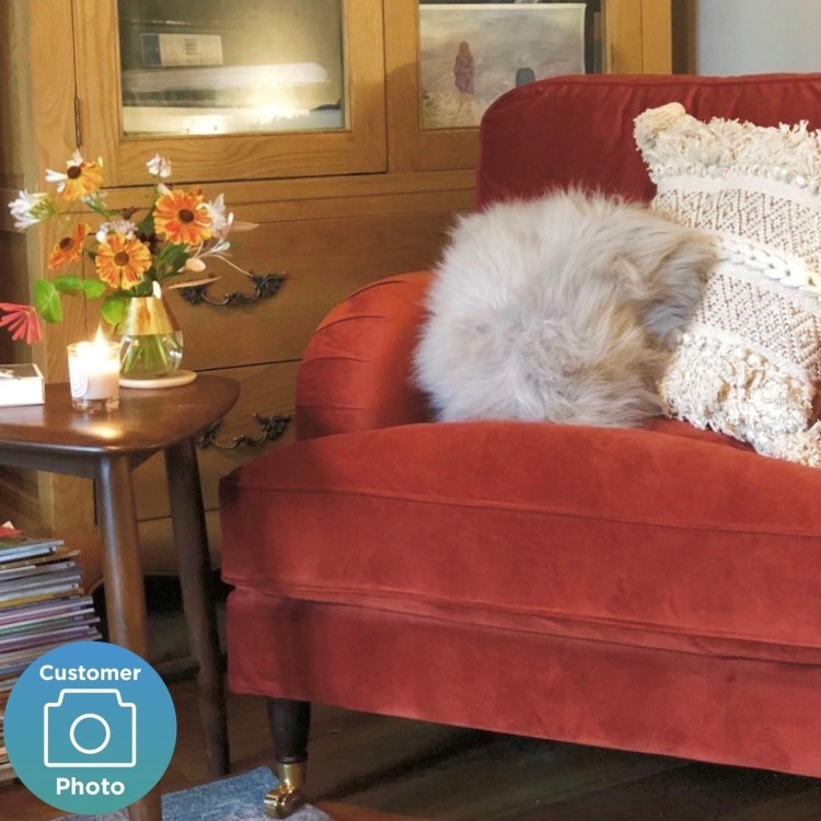 GRADE A2 - Burnt Orange Velvet Loveseat - Payton