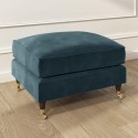 PAY010 Large Blue Velvet Footstool - Payton