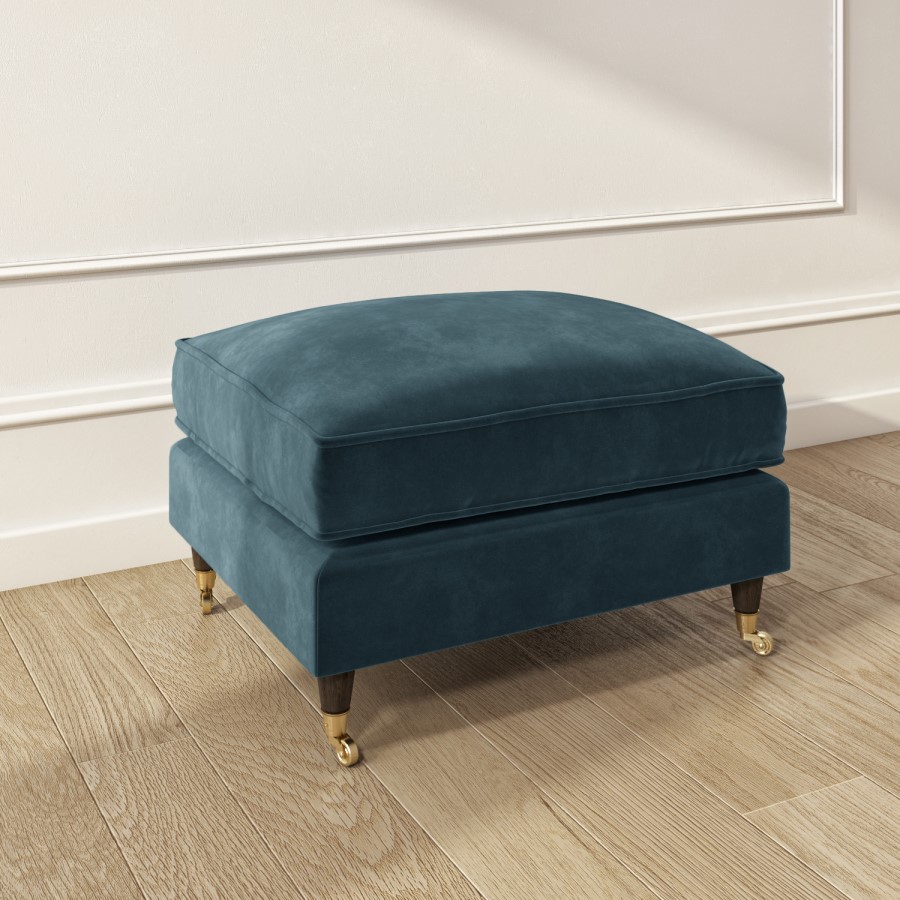 ALMOST PERFECT - Blue Velvet Footstool - Payton