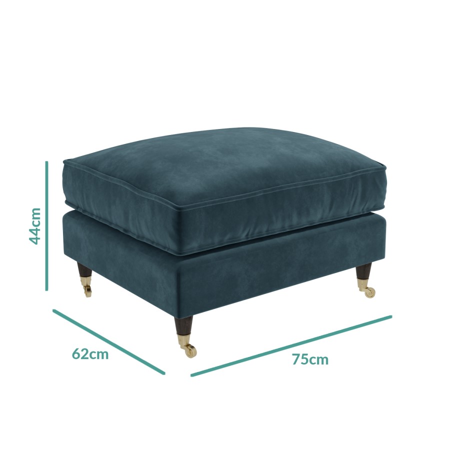 ONLY OPENED - Petrol Blue Velvet Footstool - Payton