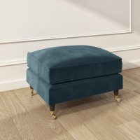 ONLY OPENED - Petrol Blue Velvet Footstool - Payton