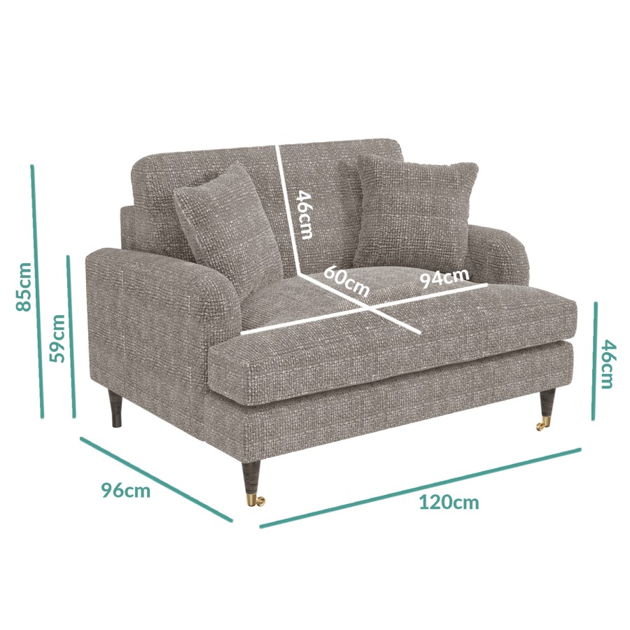 GRADE A1 - Grey Textured Fabric Loveseat - Payton