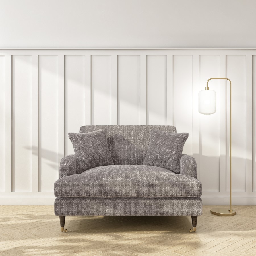 GRADE A1 - Grey Textured Fabric Loveseat - Payton