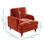 GRADE A2 - Sunset Orange Velvet Armchair - Payton