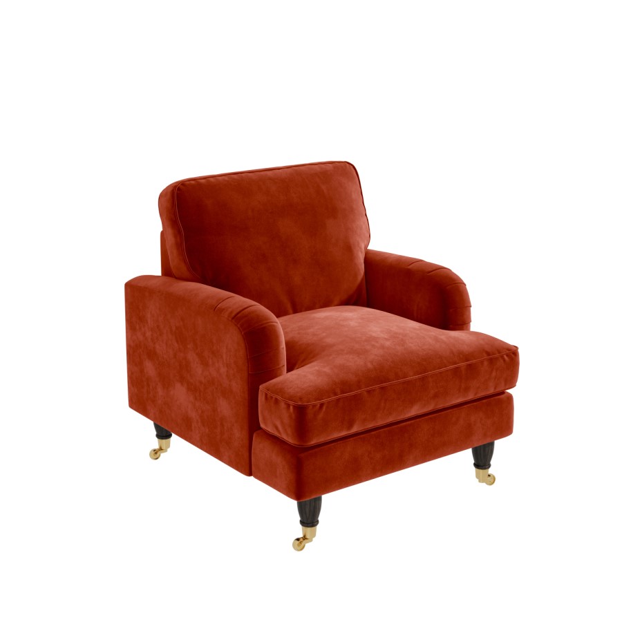 GRADE A2 - Sunset Orange Velvet Armchair - Payton