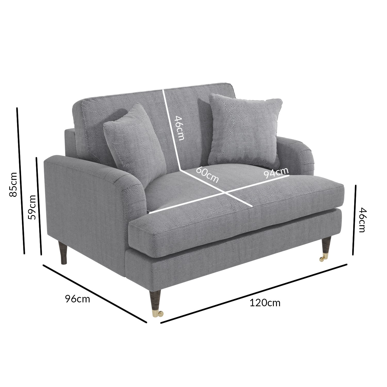 GRADE A2 Grey Woven Fabric Loveseat Payton Furniture123